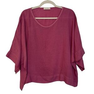 Stark X Linen Relaxed Blouse Top Berry Magenta Medium Beach Resortwear Casual